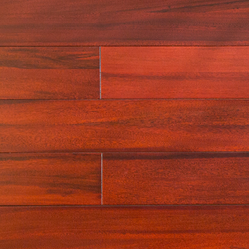 Padauk Темно-красный коричневый глянцевый пол из массива дерева